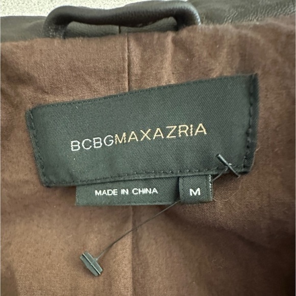 BCBGMAXAZRIA Brown Leather Waist Length Jacket Size M - Picture 4 of 11